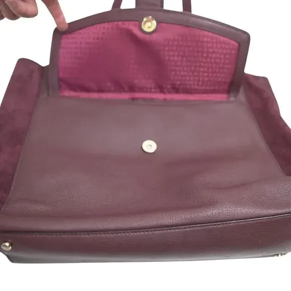 KATE SPADE Roselyn Hunts Burgundy Leather Tote Goat & Cowhide Feminine Corpcore - Picture 10 of 15